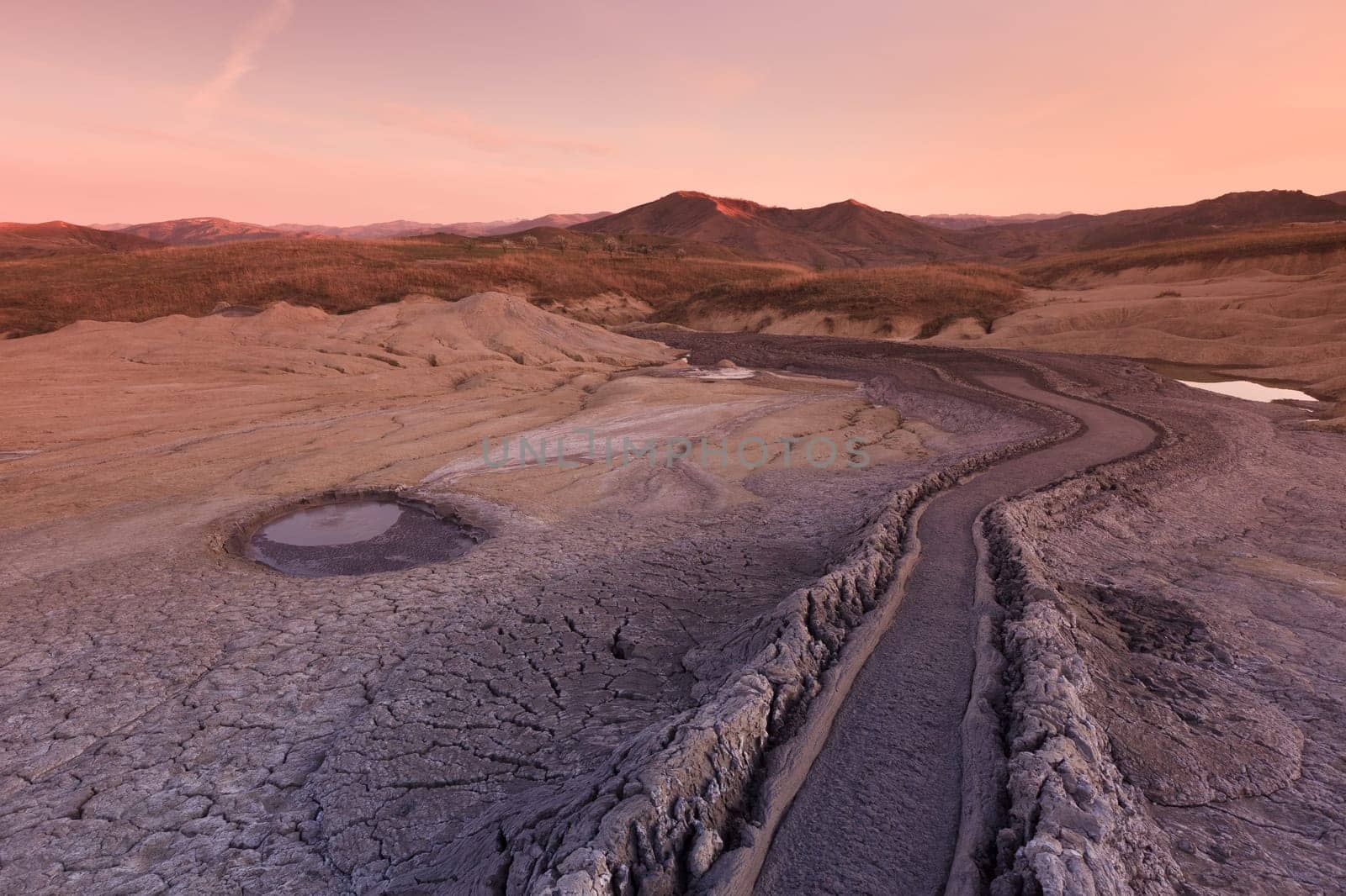 Strange landscape produced bu active mud volcanoes. Location: Buzau Romania