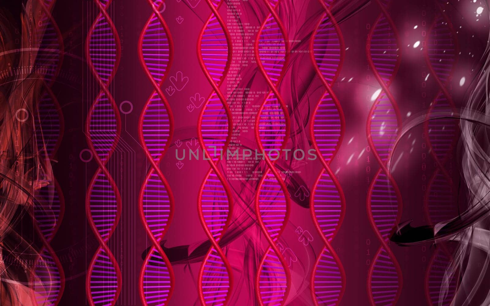 Digital illustration DNA structure in colour background