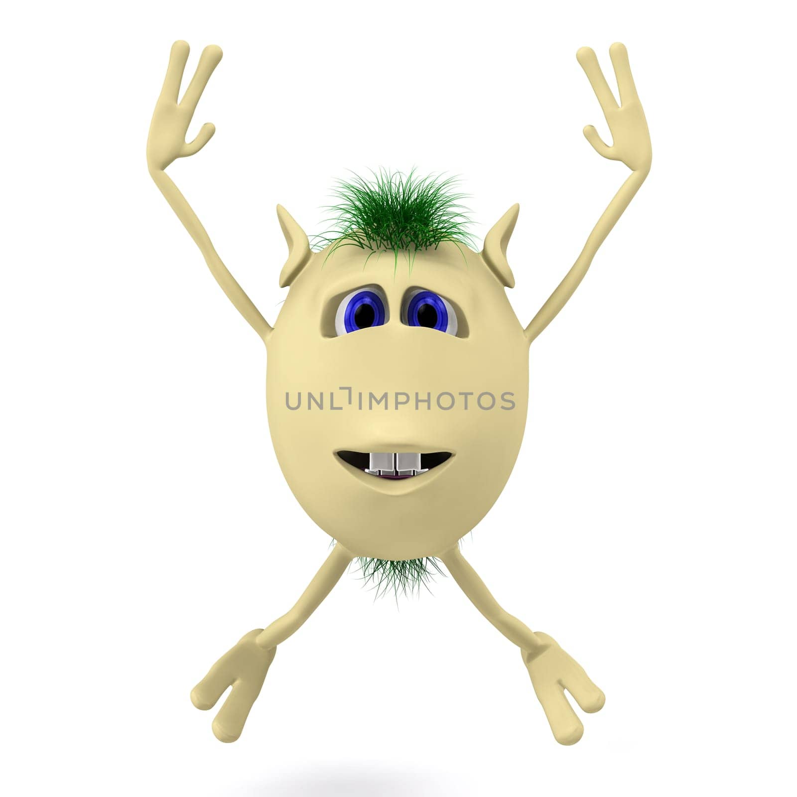 Excited 3D character puppet with arms up