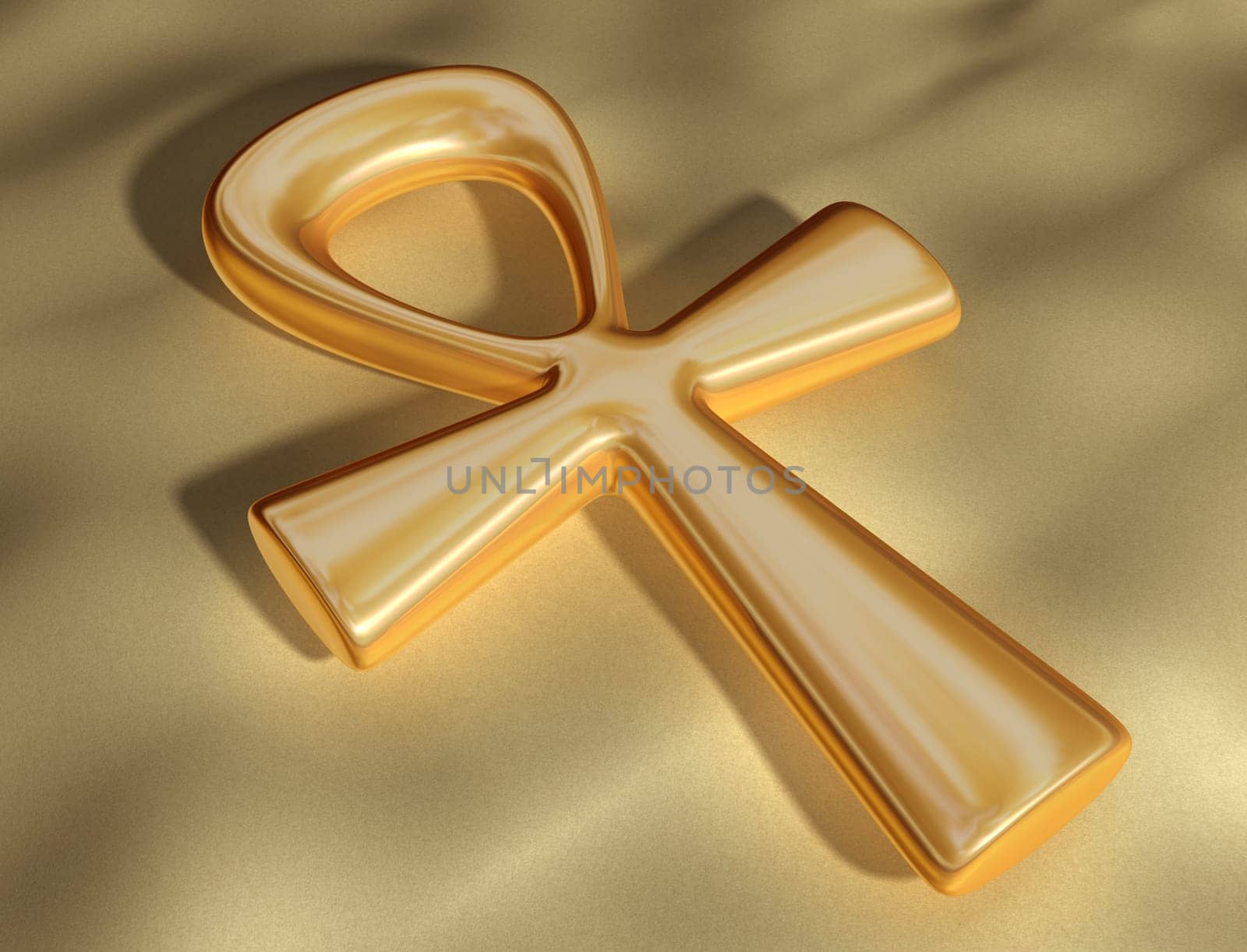 Original illustration of an ancient Egyptian Ankh lying in the sand