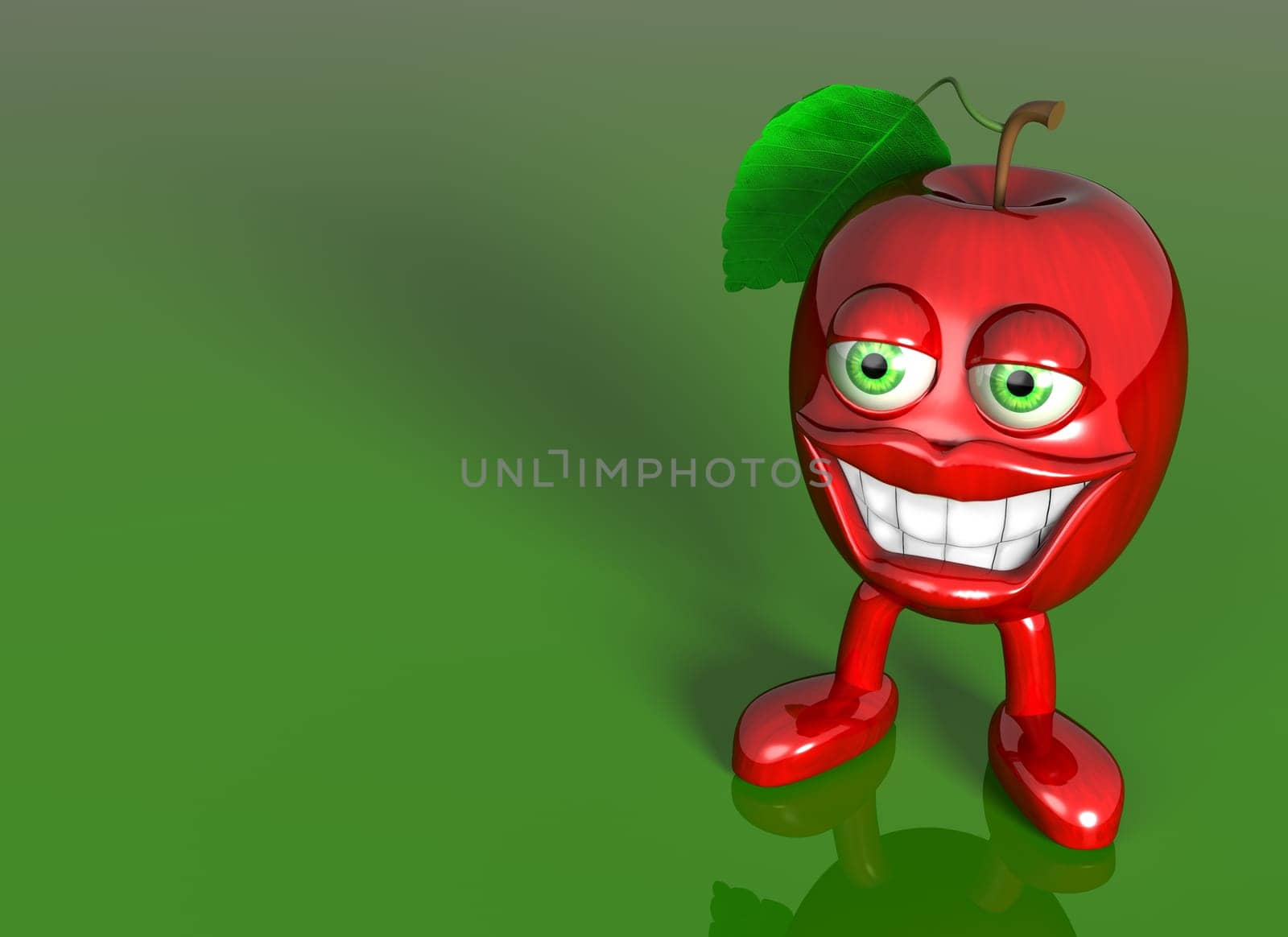 Illustration of a very healthy cartoon apple