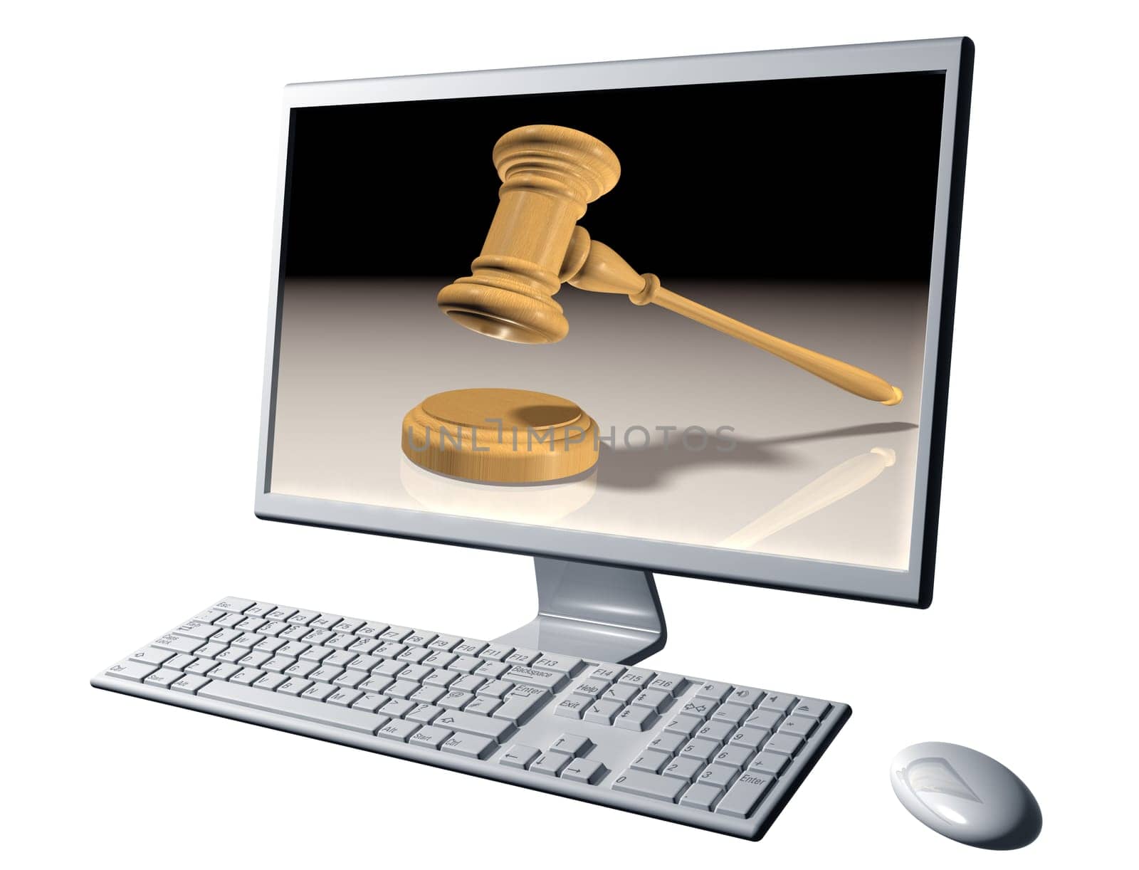 Isolated illustration of a desktop computer representing Internet auctions