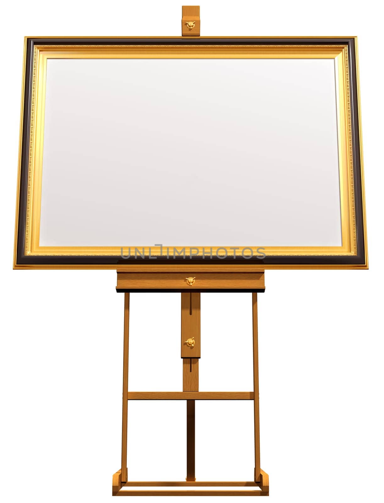 Illustration of a blanked framed picture resting on an artist easel