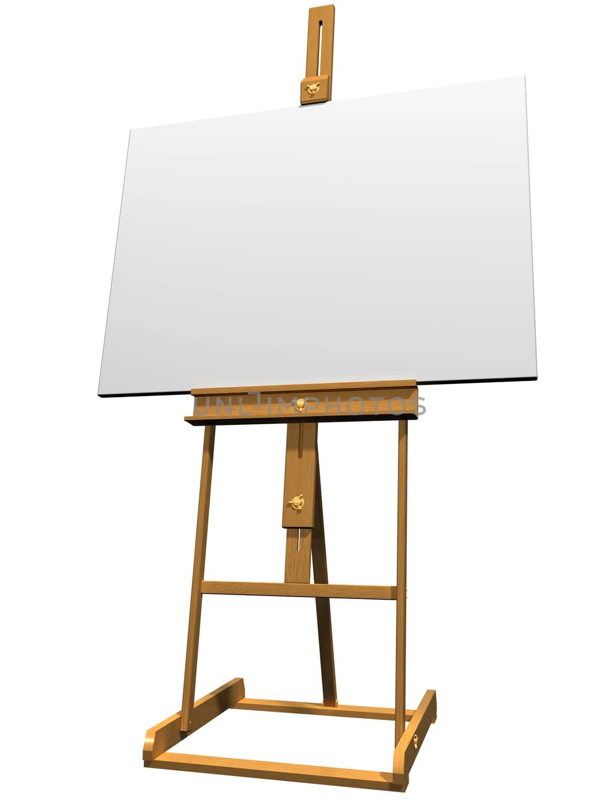 Isolated artist easel holding a blank canvas