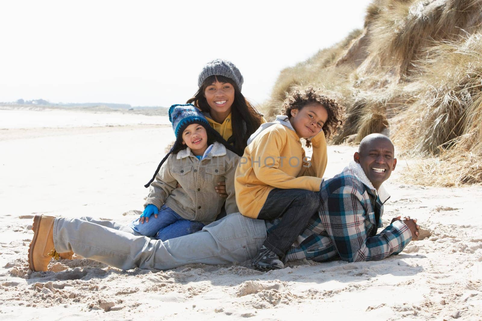 Black Family on a beach
