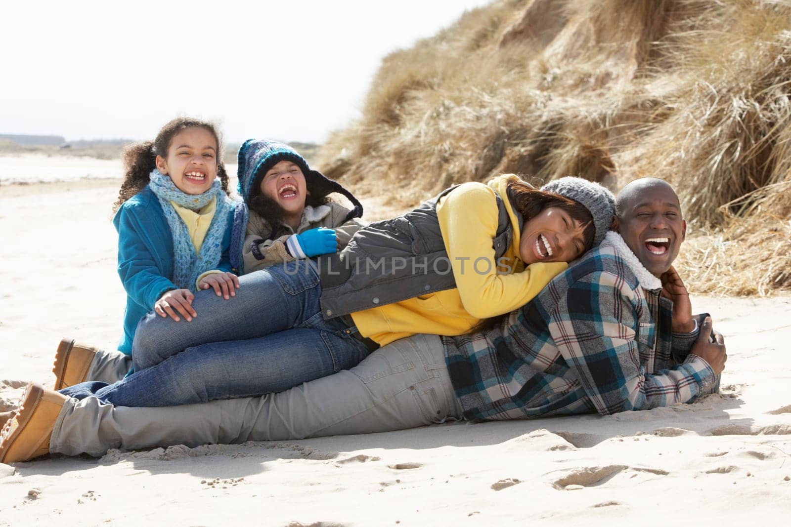 Black Family on a beach