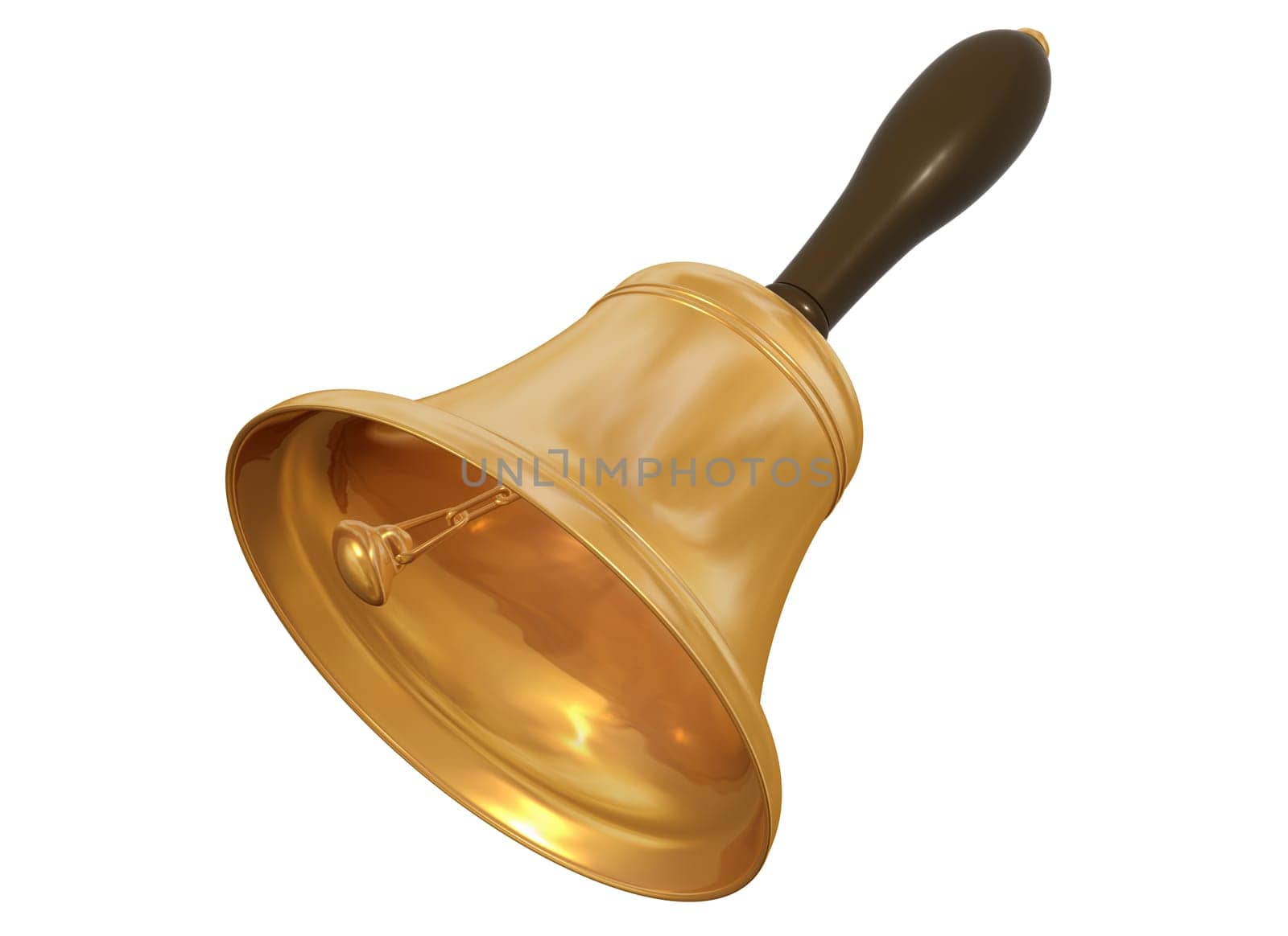 Isolated illustration of a brass hand bell