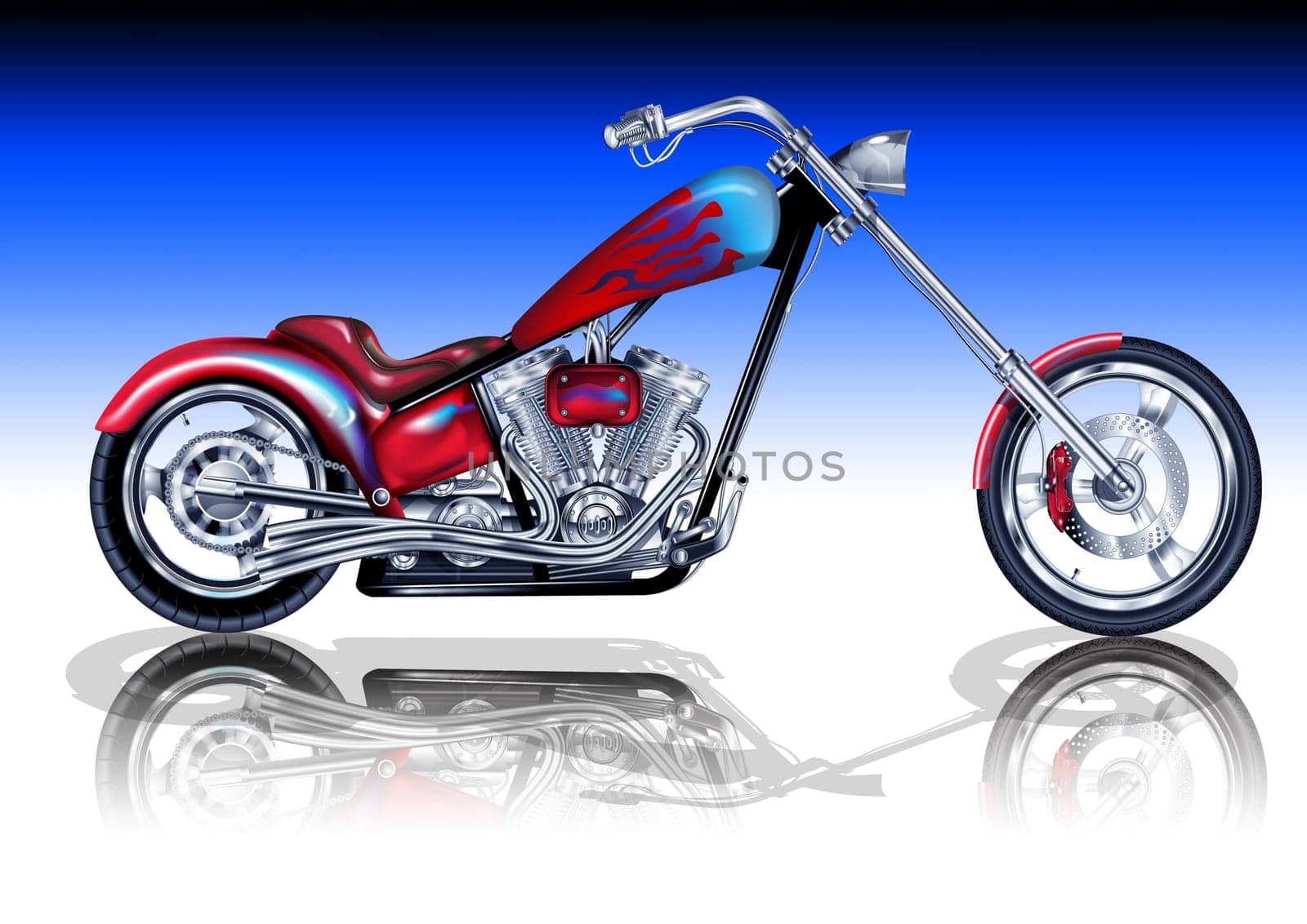 An illustration of a custom motorbike.