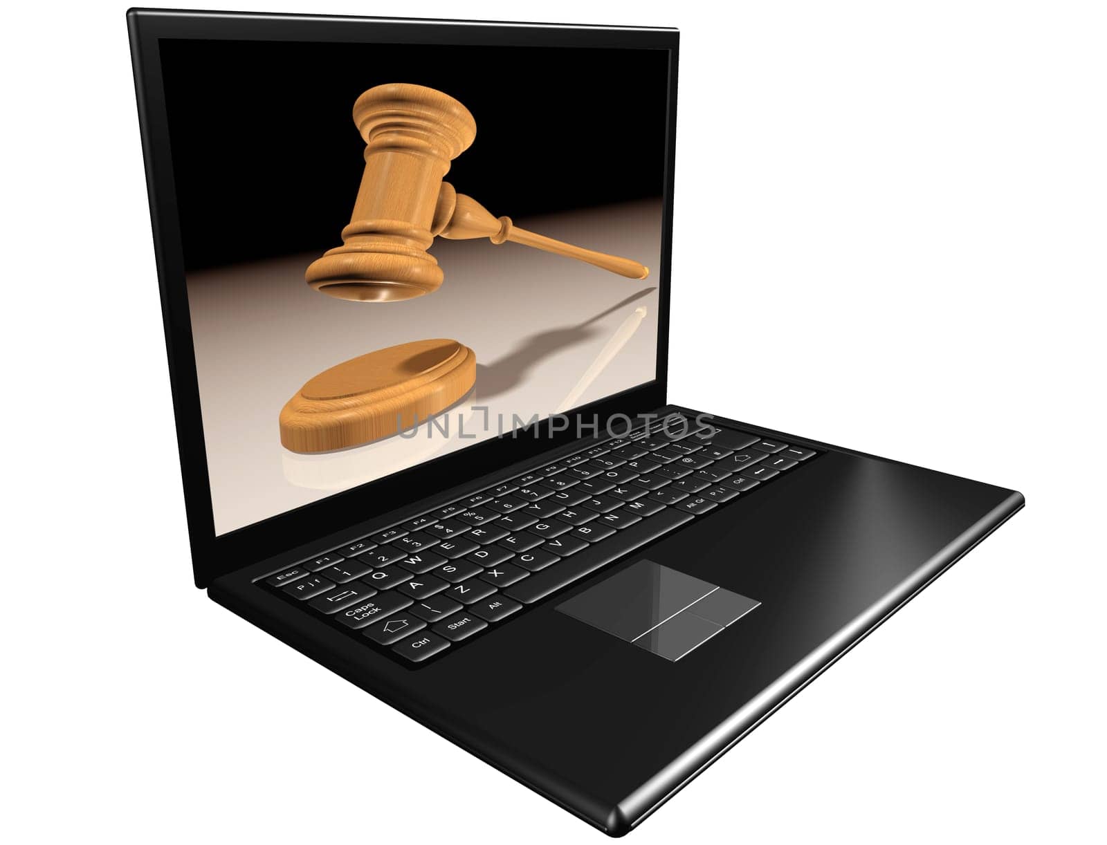 Isolated illustration of a notebook computer representing Internet auctions