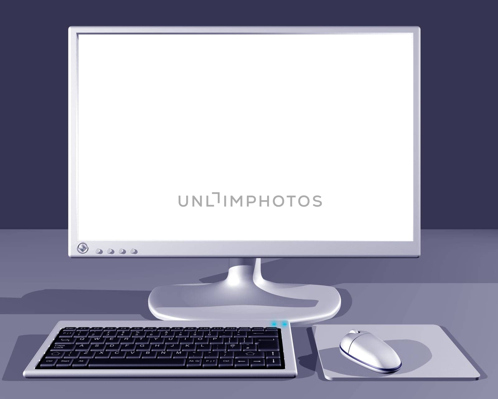 Illustration of Desktop computer with blank screen