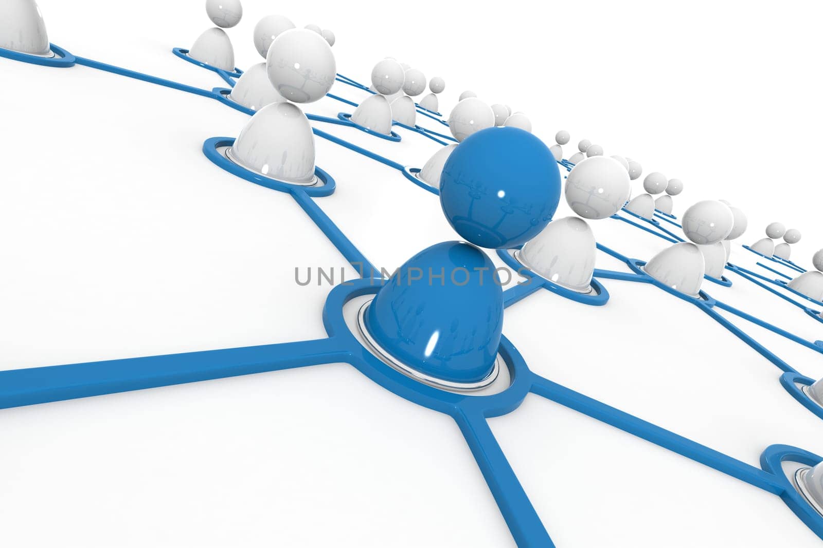 3d image of virtual men on network connection