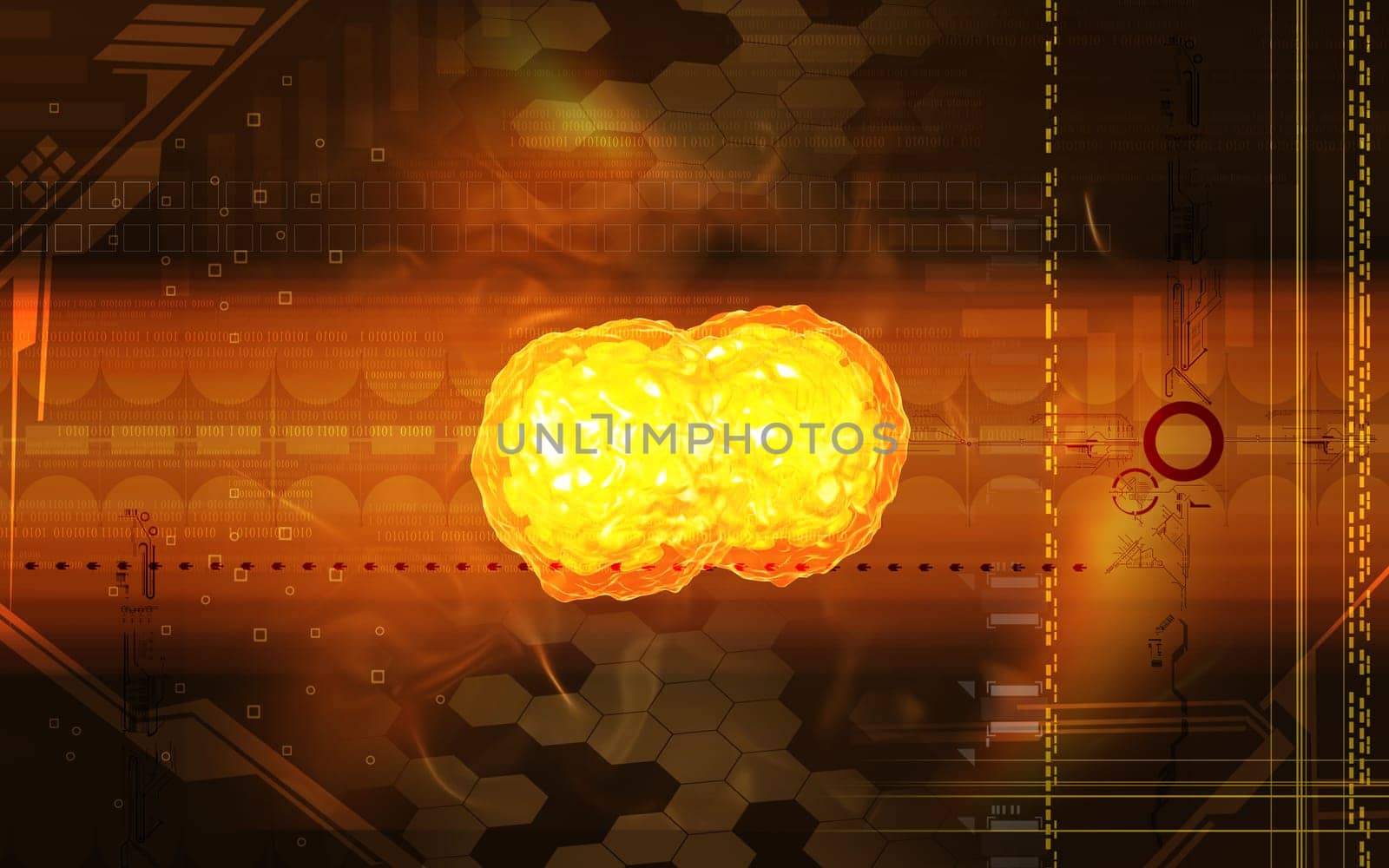 Digital illustration of polio virus in colour background