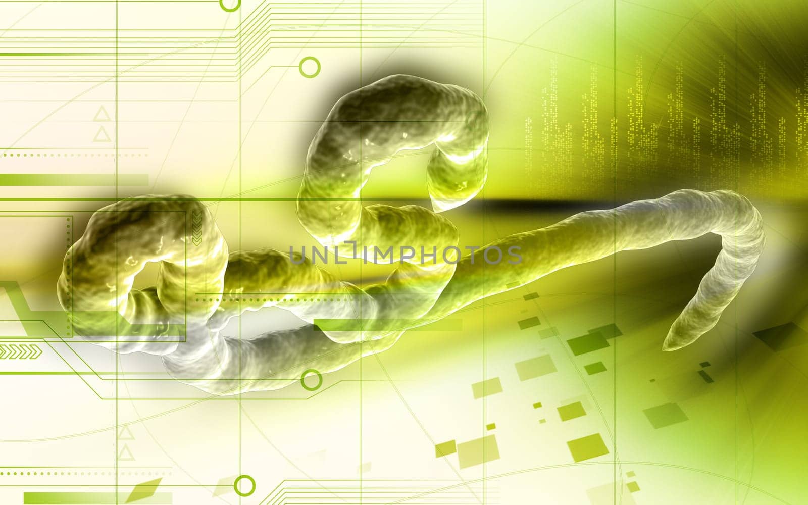 Digital illustration of Ebola virus in colour background