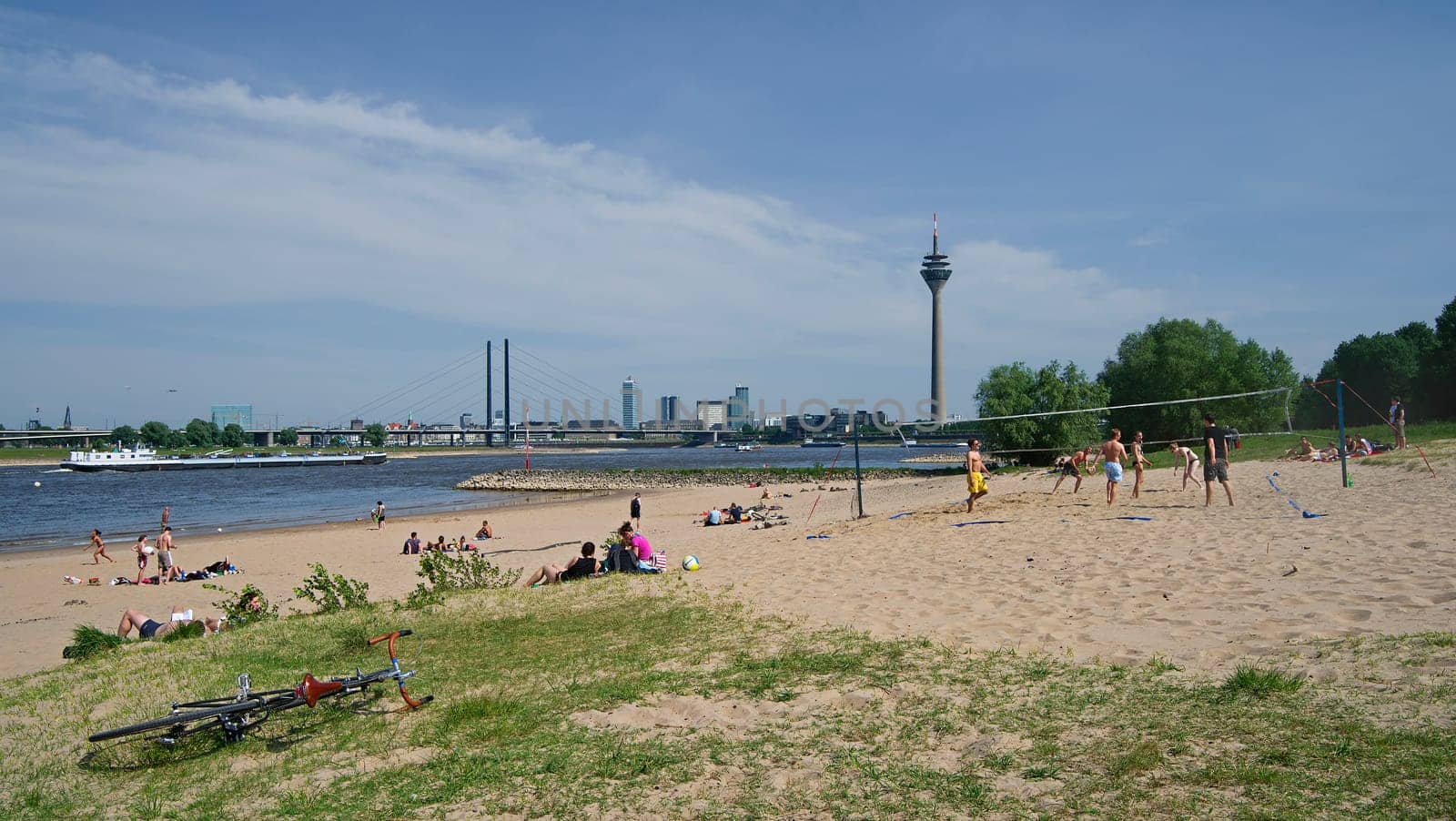 On the Rhine beach of Düsseldorf in Germany