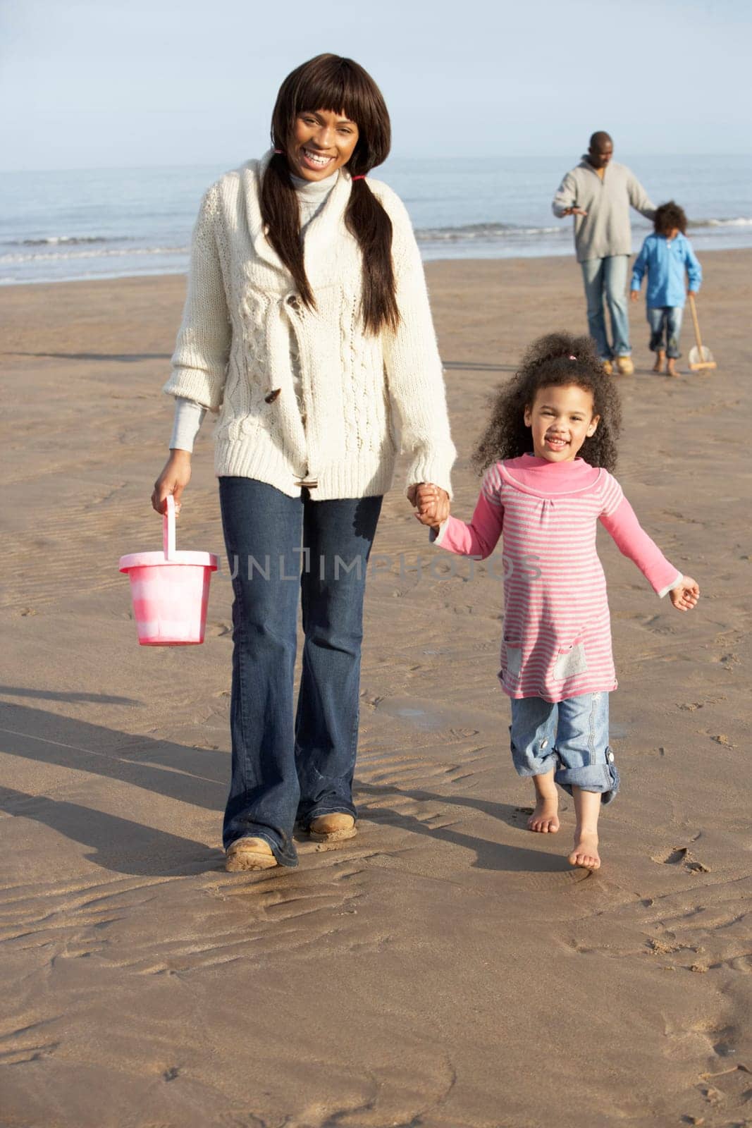 Black Family on a beach