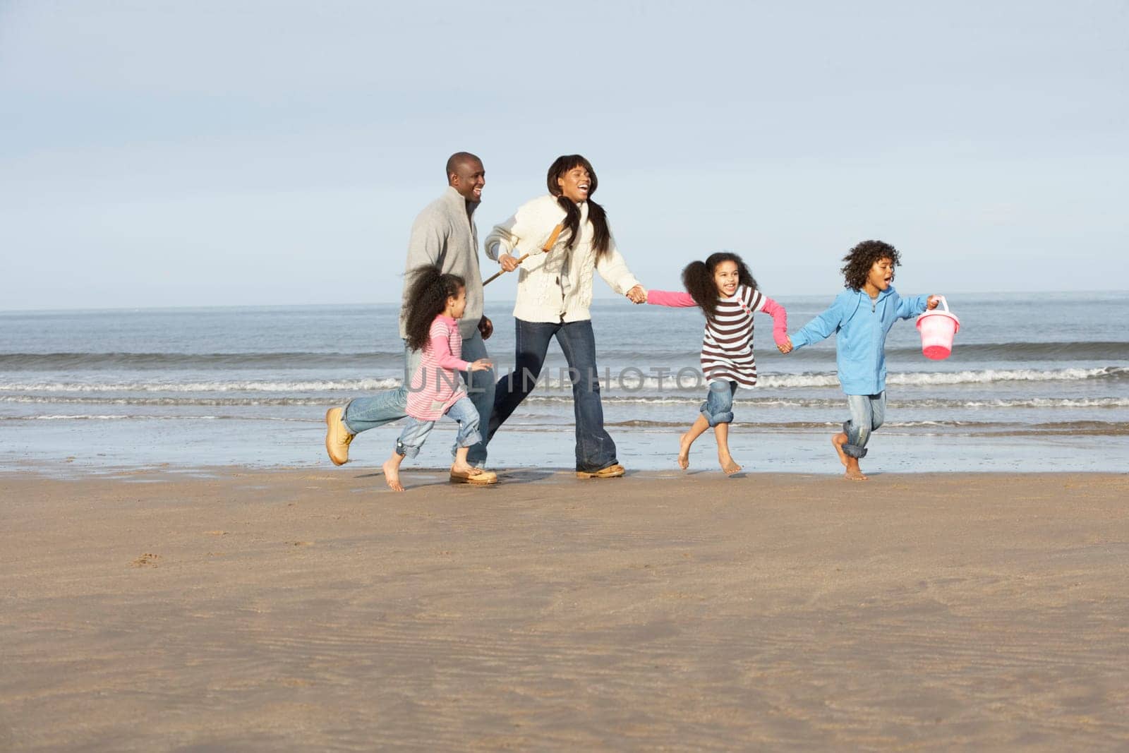 Black Family on a beach