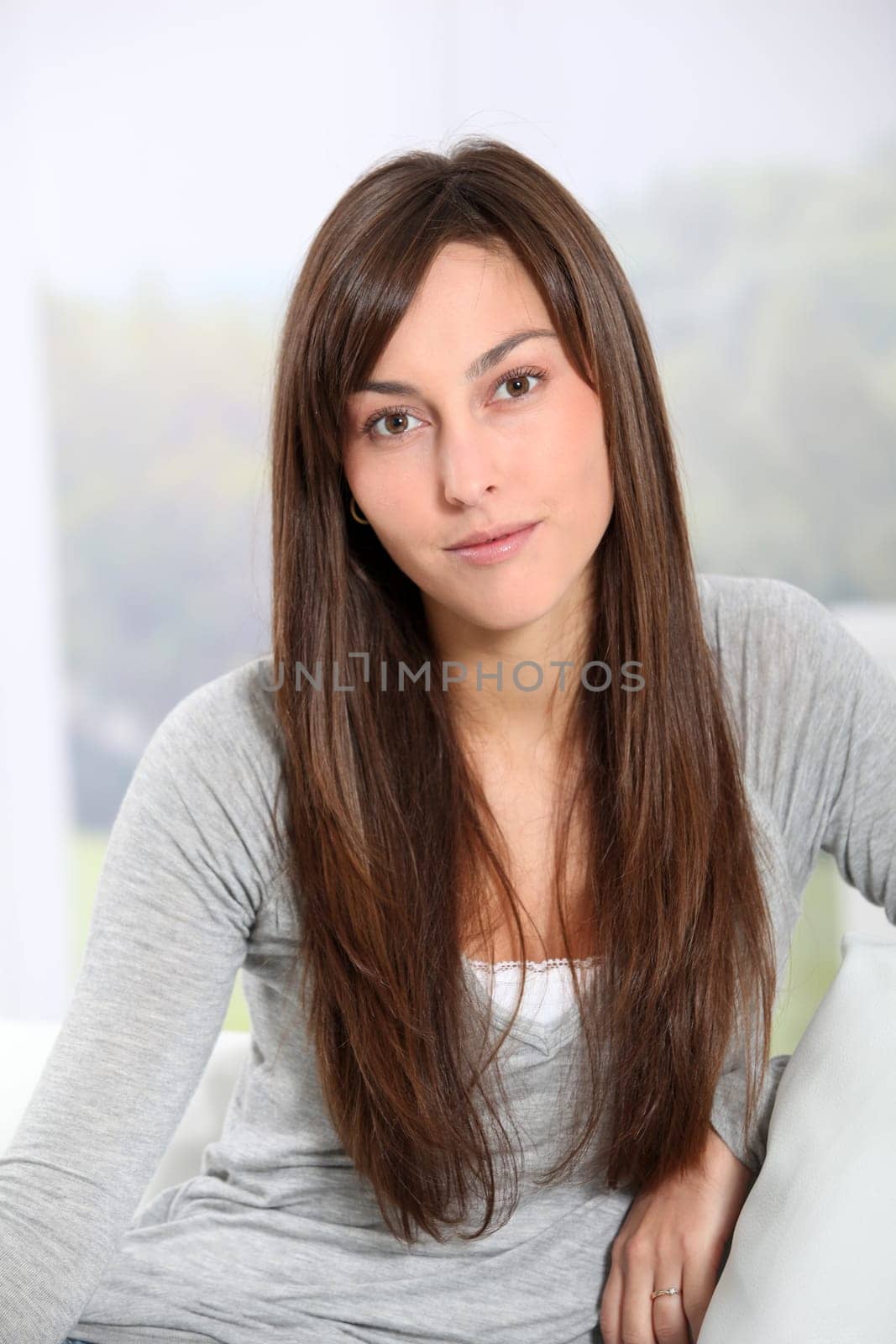 Closeup of beautiful woman with long hair