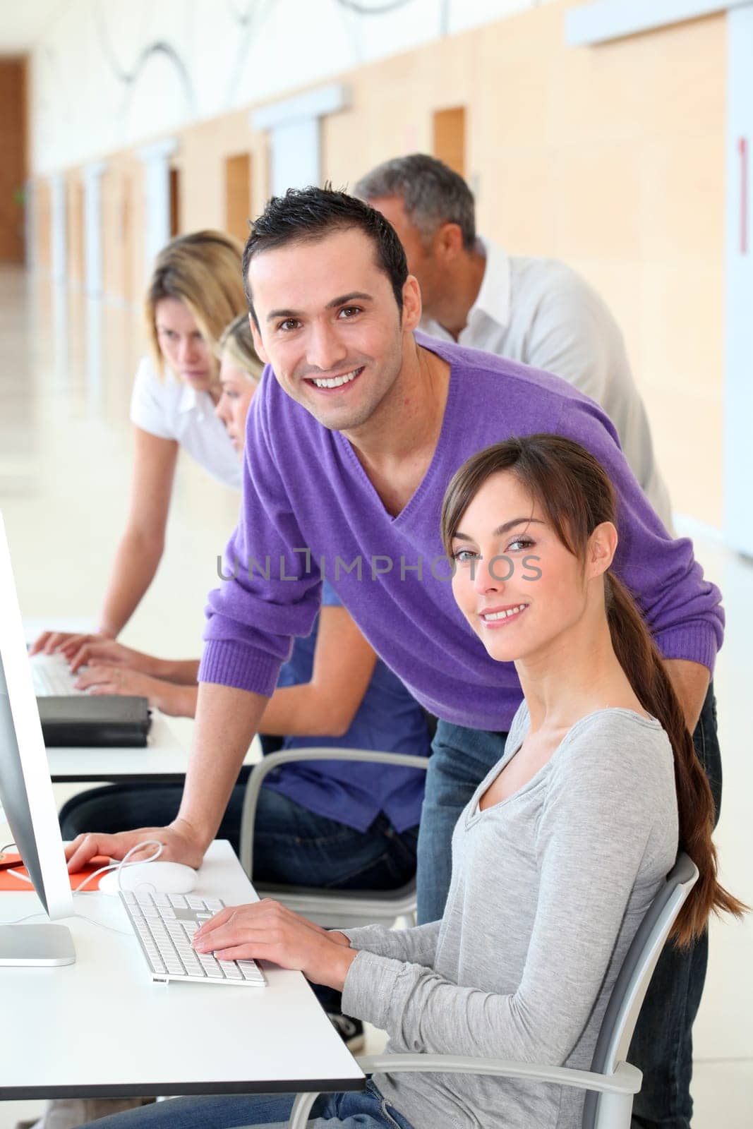 Office workers on business training