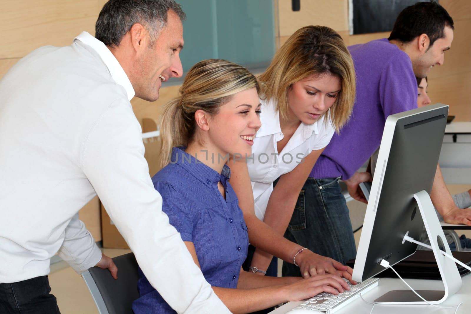 Office workers on business training