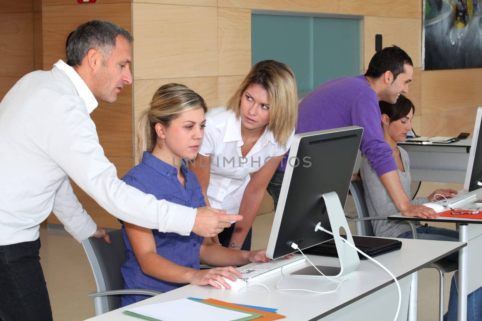 Office workers on business training