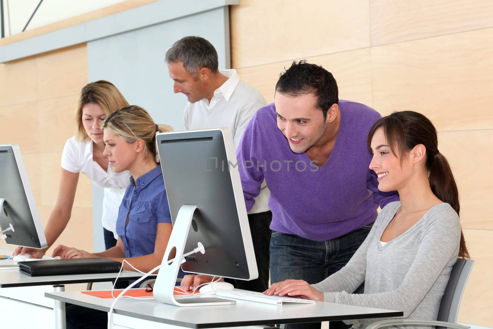 Office workers on business training