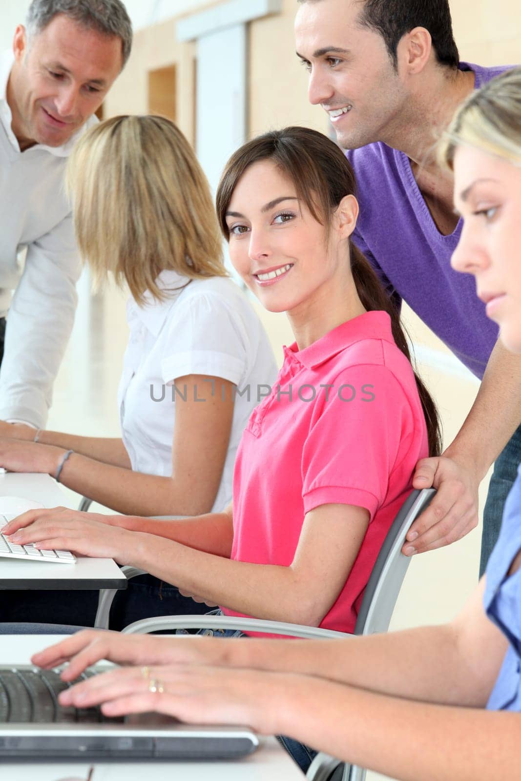 Group of people attending business training