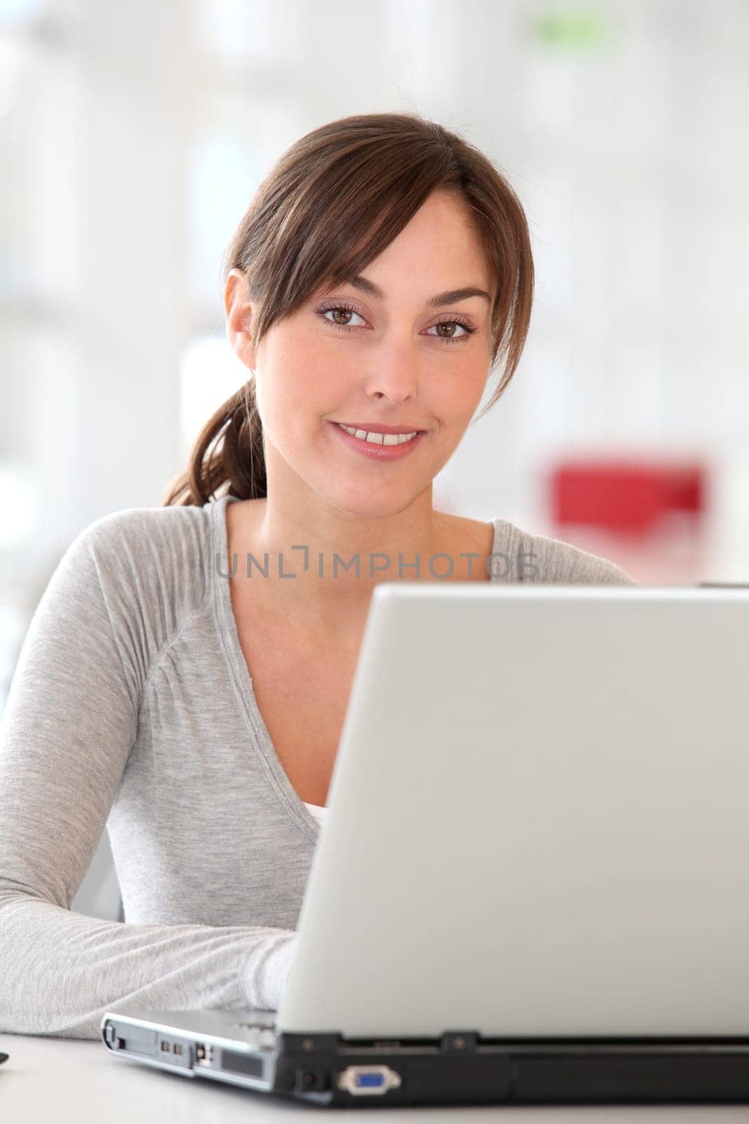 Closeup of beautiful woman working in the office
