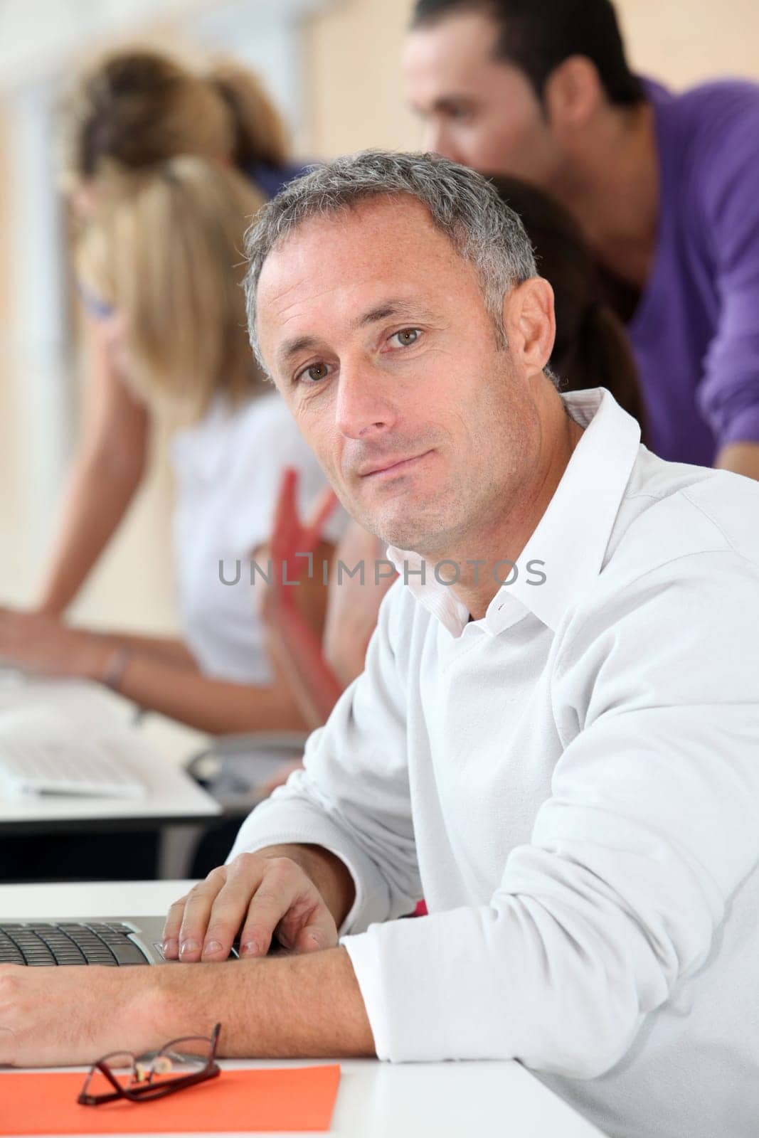 Adult man attending business training