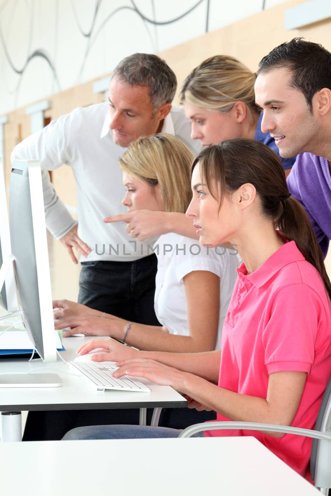 Group of people attending business training