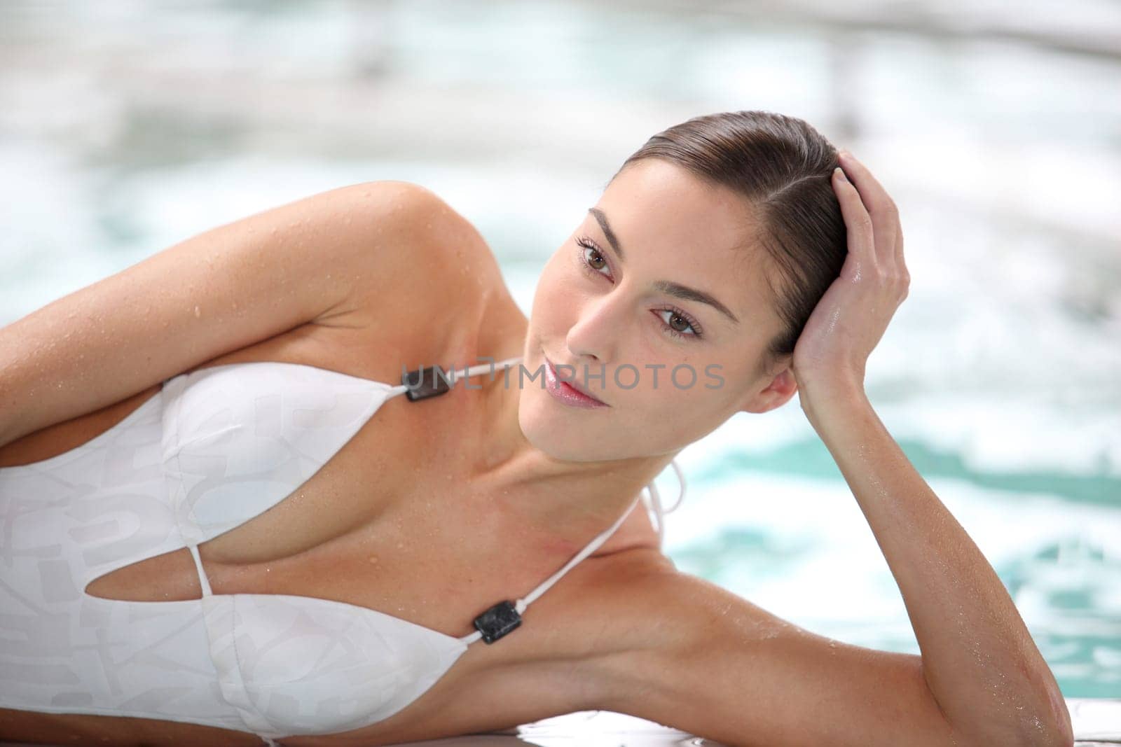 Beautiful woman in thalassotherapy spa center