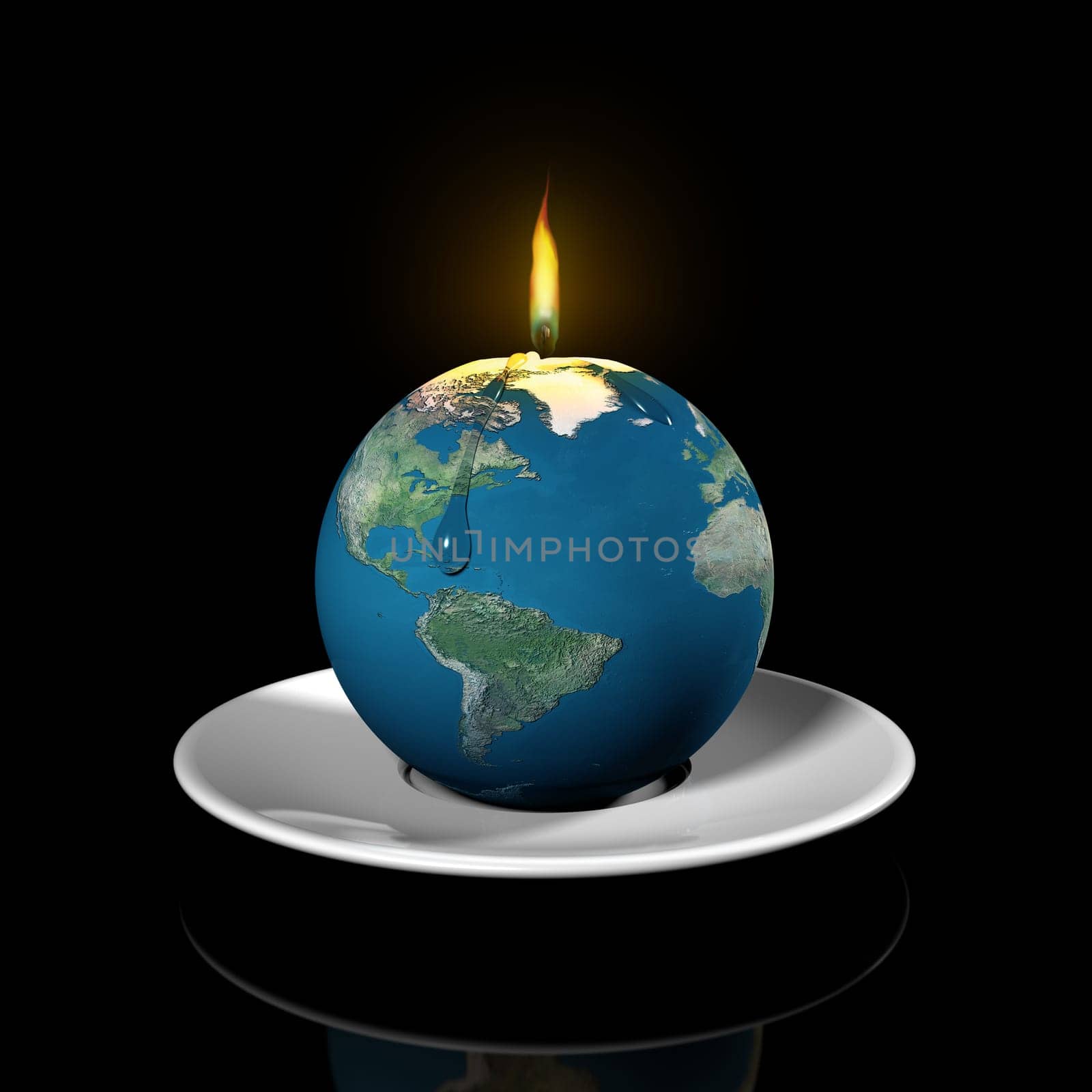 Illustration of the earth as a candle illustrating the finite properties of the earth resources