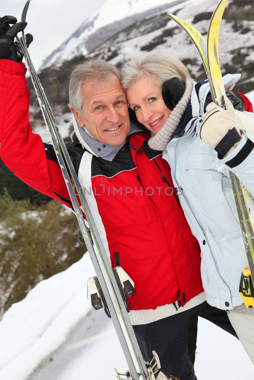 Senior couple at ski resort