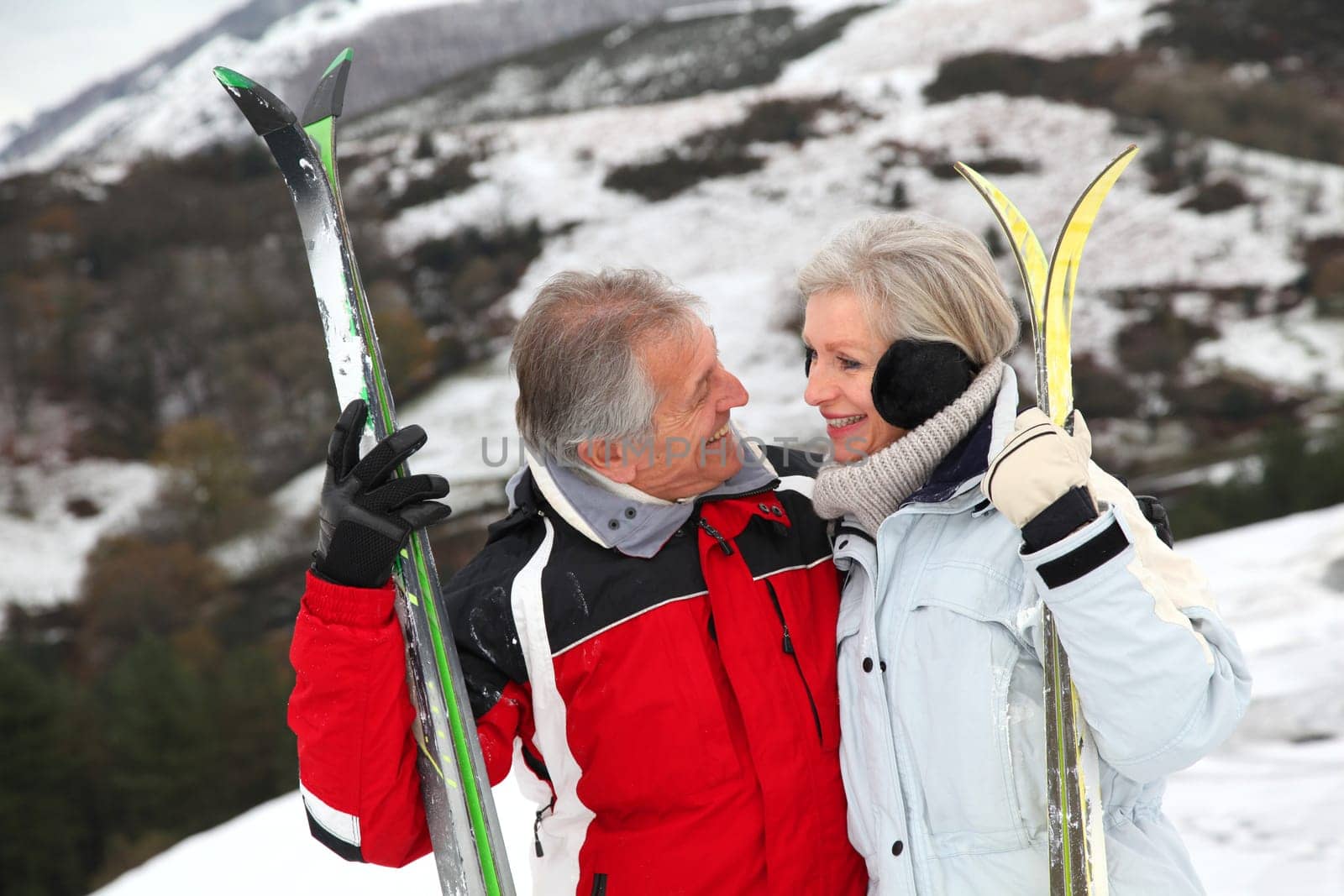 Senior couple at ski resort