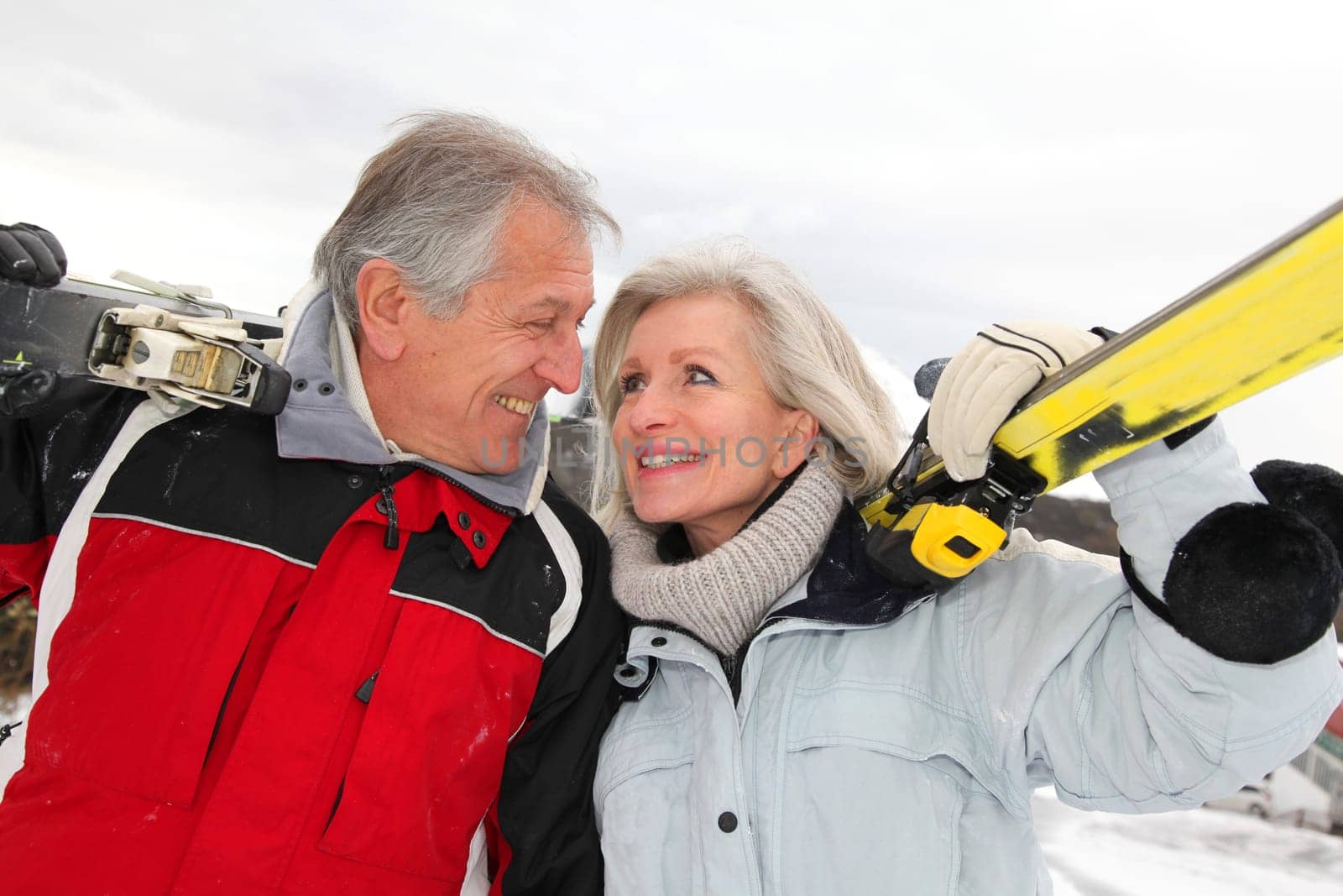 Senior couple at ski resort