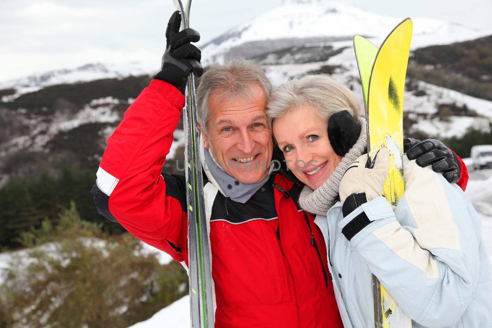 Senior couple at ski resort