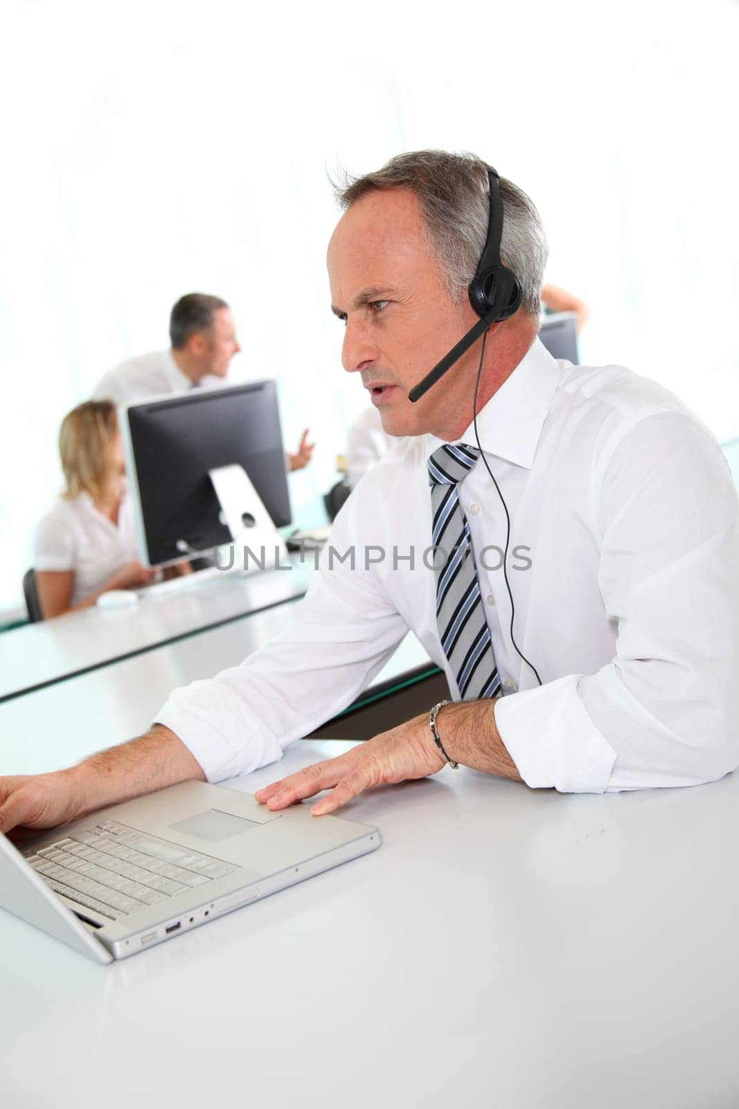 Customer service people on the phone