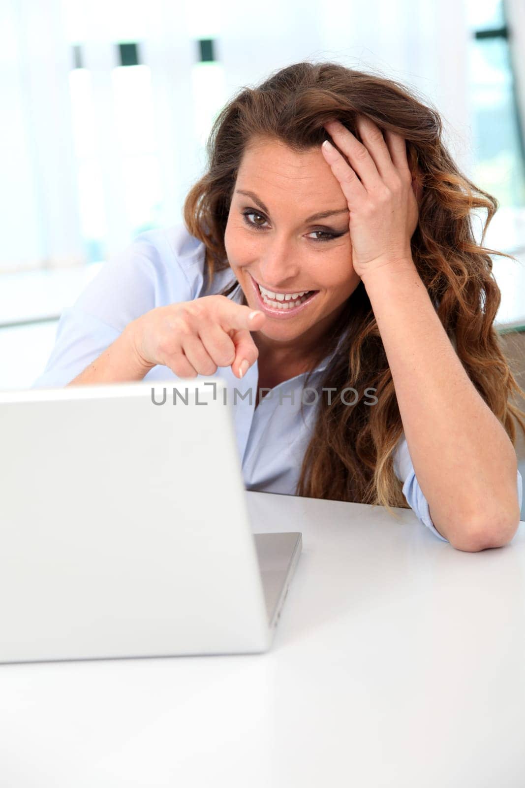 Happy businesswoman with positive attitude