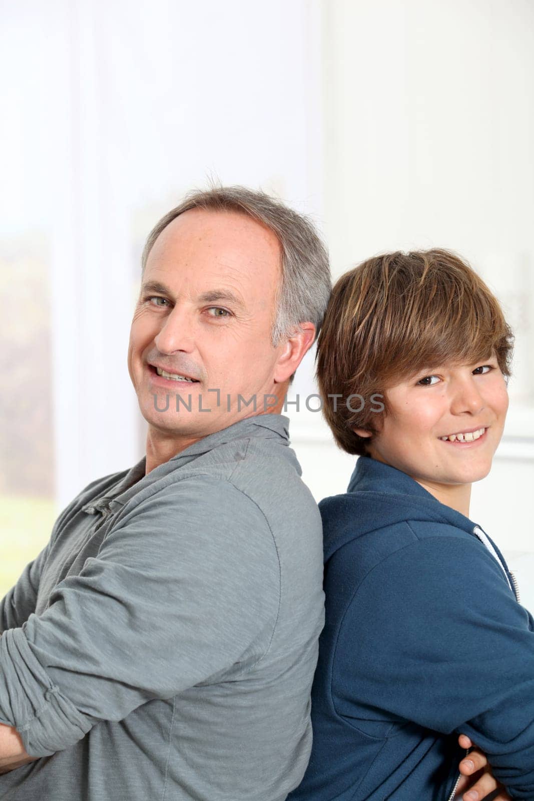 Portait of smiling father and son