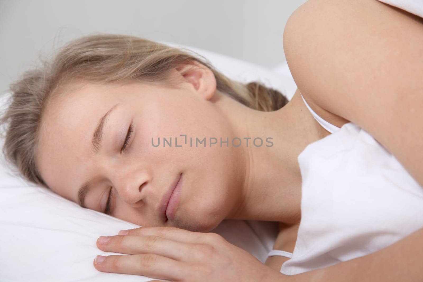 Closeup of young girl asleep