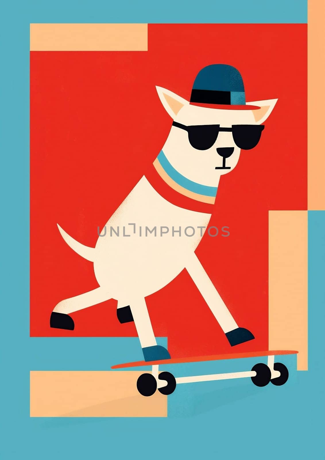 Cartoon dog board puppy cute skateboard fun breed animal funny skater happy ride skate action friend cool illustration sport small pet humor adorable