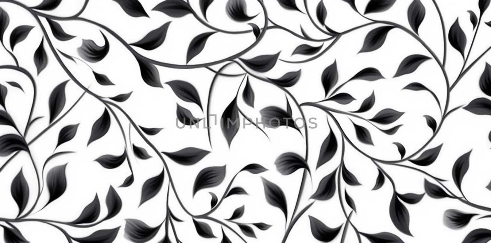 floral leaf illustration wallpaper decoration plant flower pattern black design. Generative AI. by Vichizh