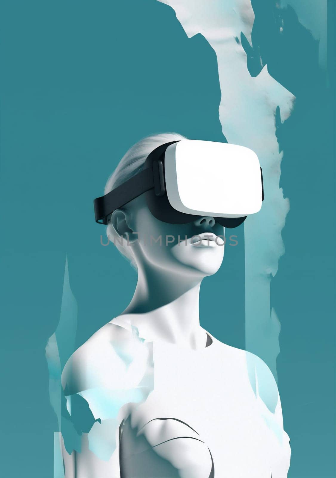 man headset futuristic cyber concept technology vr digital gadget goggles glasses. Generative AI. by Vichizh