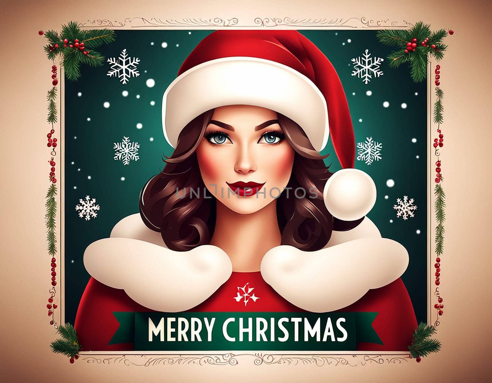 Beautiful Christmas card. High quality illustration