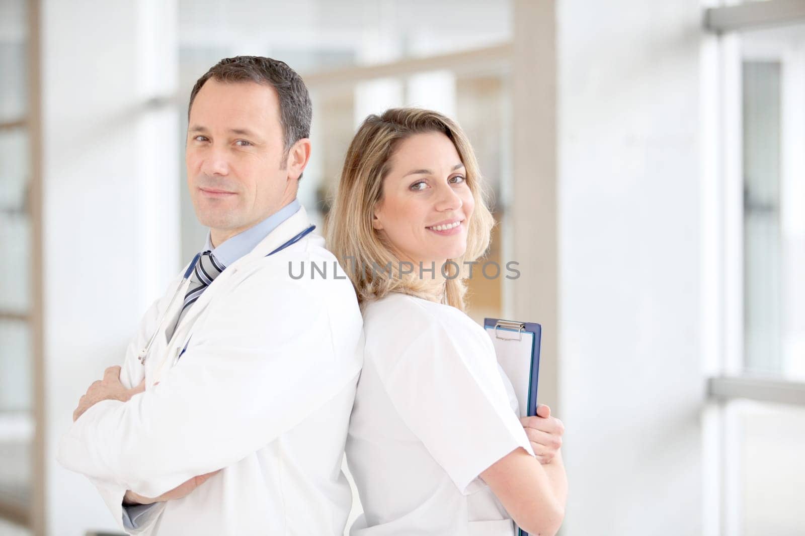 Portrait of medical people standing in hospital