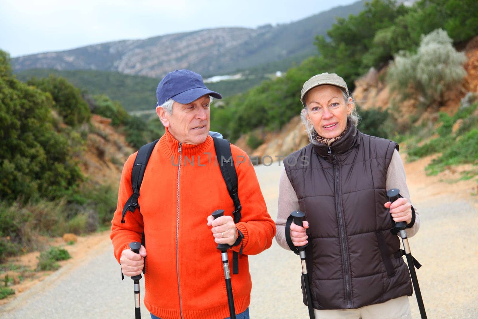 Senior couple on a walking day