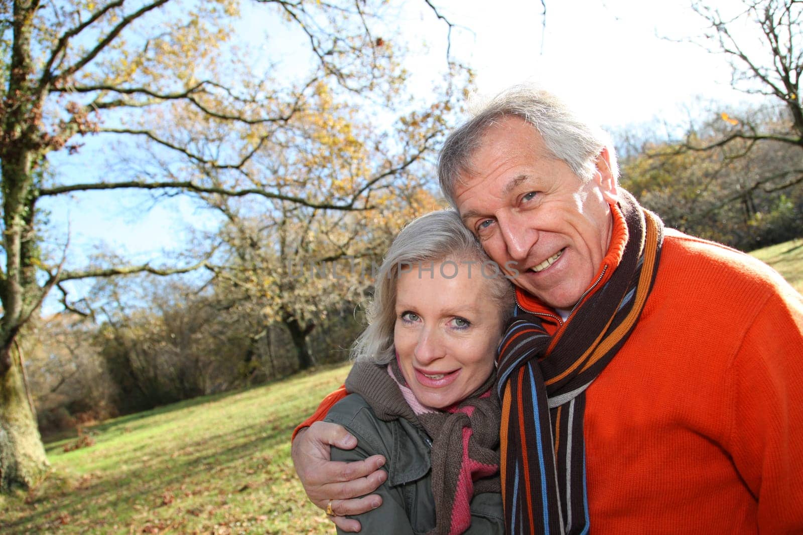 Closeup of senior couple in countryside