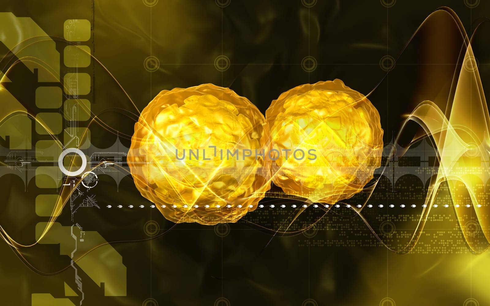 Digital illustration of polio virus in colour background