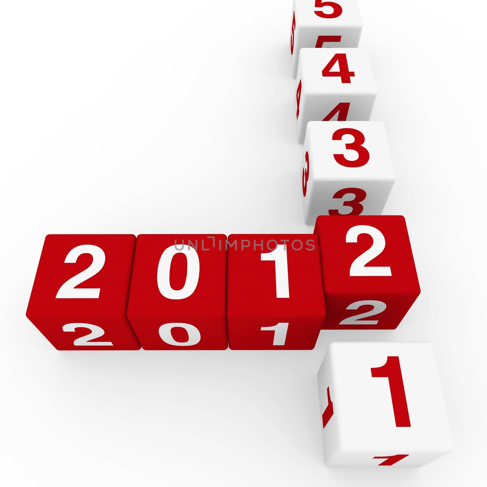 2011 2012 happy new year red 3d cube