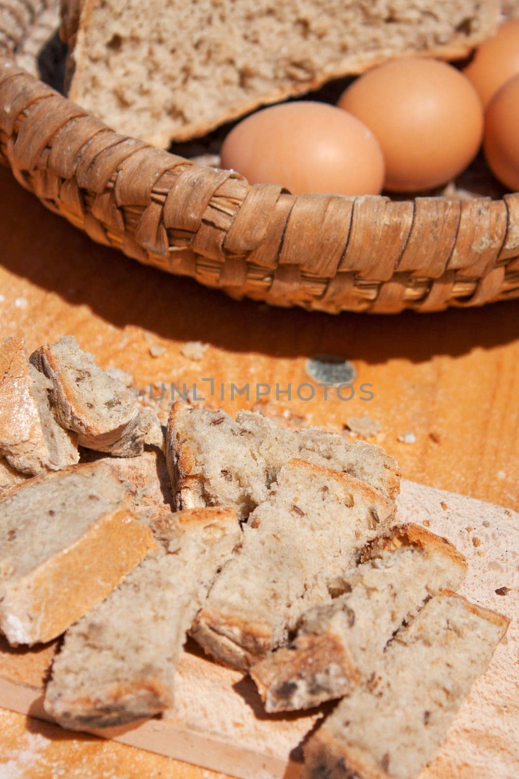 Pieces of Czech traditional bread with caraway