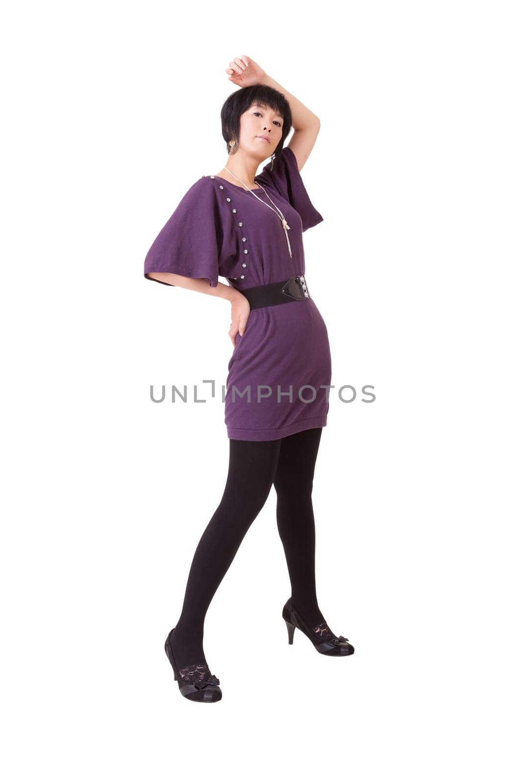 Elegant Asian beauty, full length portrait isolated on white background.